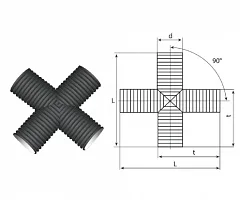 Крестовина гофрированная канализационная 290/250 пэ SN8/SN6